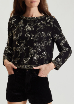 Шелковая блузка Saint Laurent с вышивкой бисером, фото